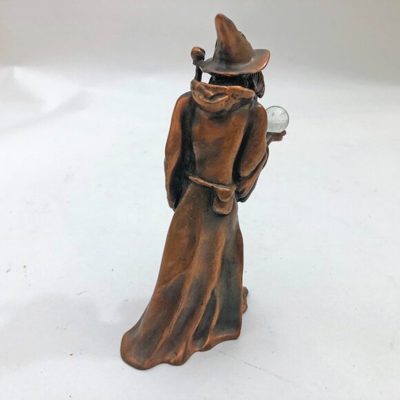 Wizard Merlin Bronze Statue Figurine 6" w/Crystal Ball Heavy 2.25Lb - Picture 3 of 9
